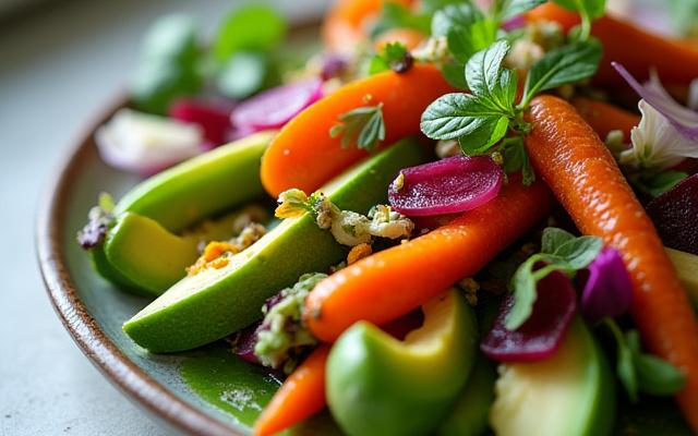 Vibrant, artfully arranged plant-based dishes