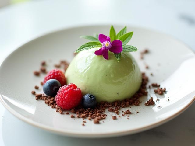 Deconstructed Avocado Mousse with Cacao Nibs and Berries